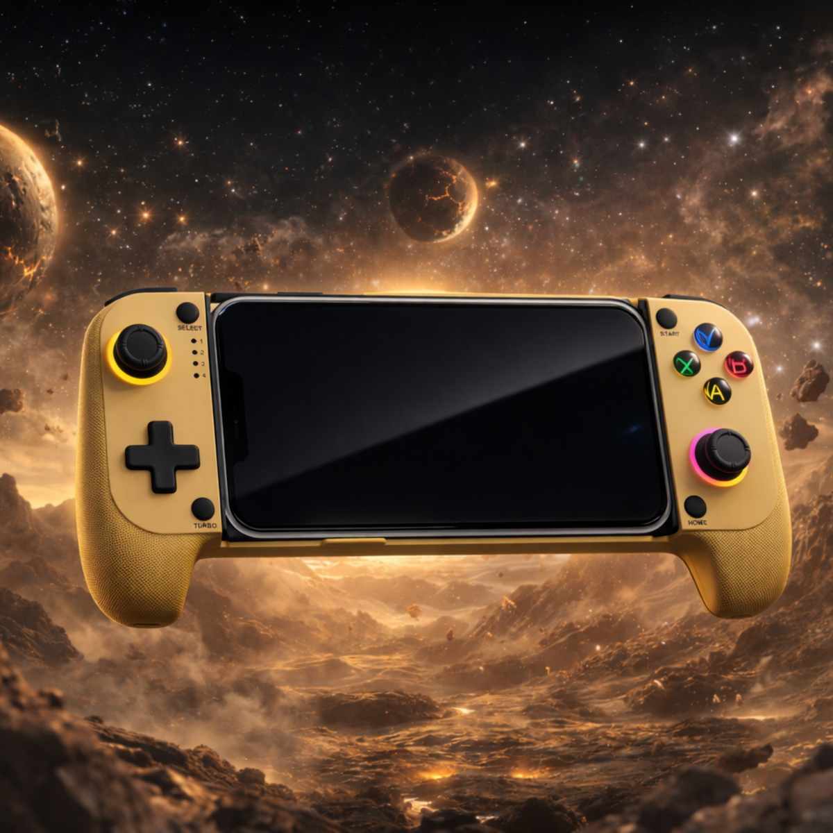 (#2) MAJESTECH RetroGold - Phone Controller for iPhone & Android with RGB Hall Effect Hoysticks and Mechanical Triggers